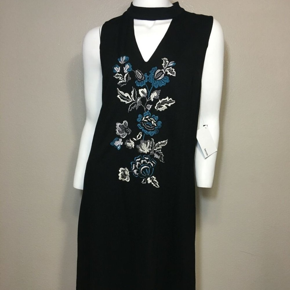 KENSIE Small Dress Black Keyhole Casual Floral